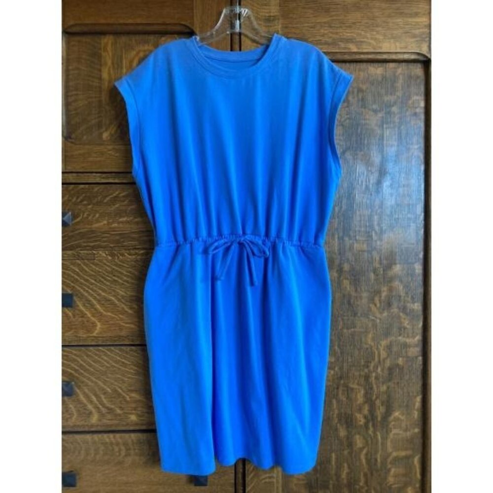 NWT A New Day Sleeveless, Extended Shoulder, Drawstring Tank Dress Blue XL